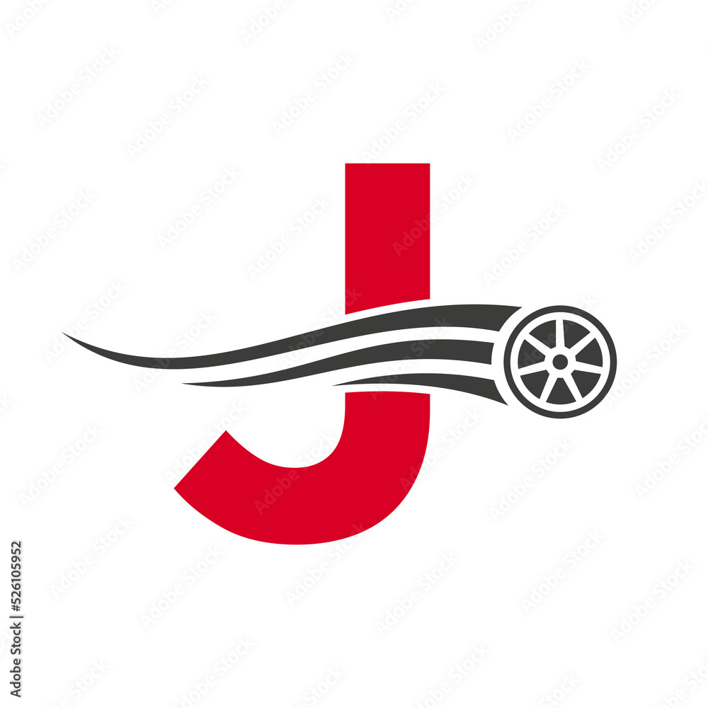 Letter J Racing Design Sport Car Letter J Automotive Car Repair Logo Design Concept With ...