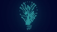Digital Technology Circuit Bulb Animation With Futuristic Neon Glow Animation Showing Innovation In Technology