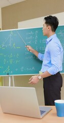 Wall Mural - male math teacher teach online