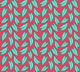 Seamless colorful floral pattern of leaves
