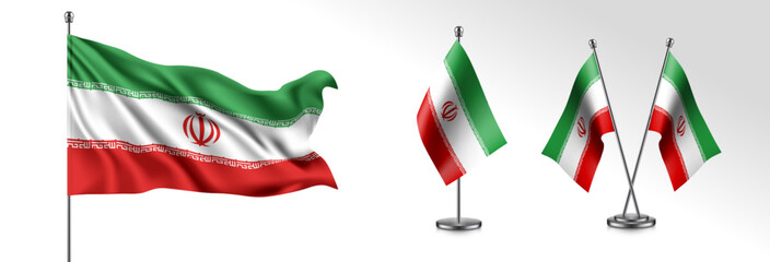 Poster - Set of Iran waving flag on isolated background vector illustration