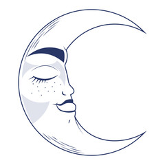 Sticker - astrology crescent moon retro