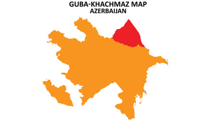 Canvas Print - Guba-Khachmaz State and regions map highlighted on Azerbaijan map.