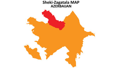 Wall Mural - Sheki-Zagatala State and regions map highlighted on Azerbaijan map.