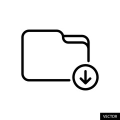 Poster - Downloads folder, Downloaded files vector icon in line style design for website design, app, UI, isolated on white background. Editable stroke. Vector illustration.