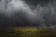 Leinwandbild Motiv meadows field and cloudy sky countryside landscape thunder storm