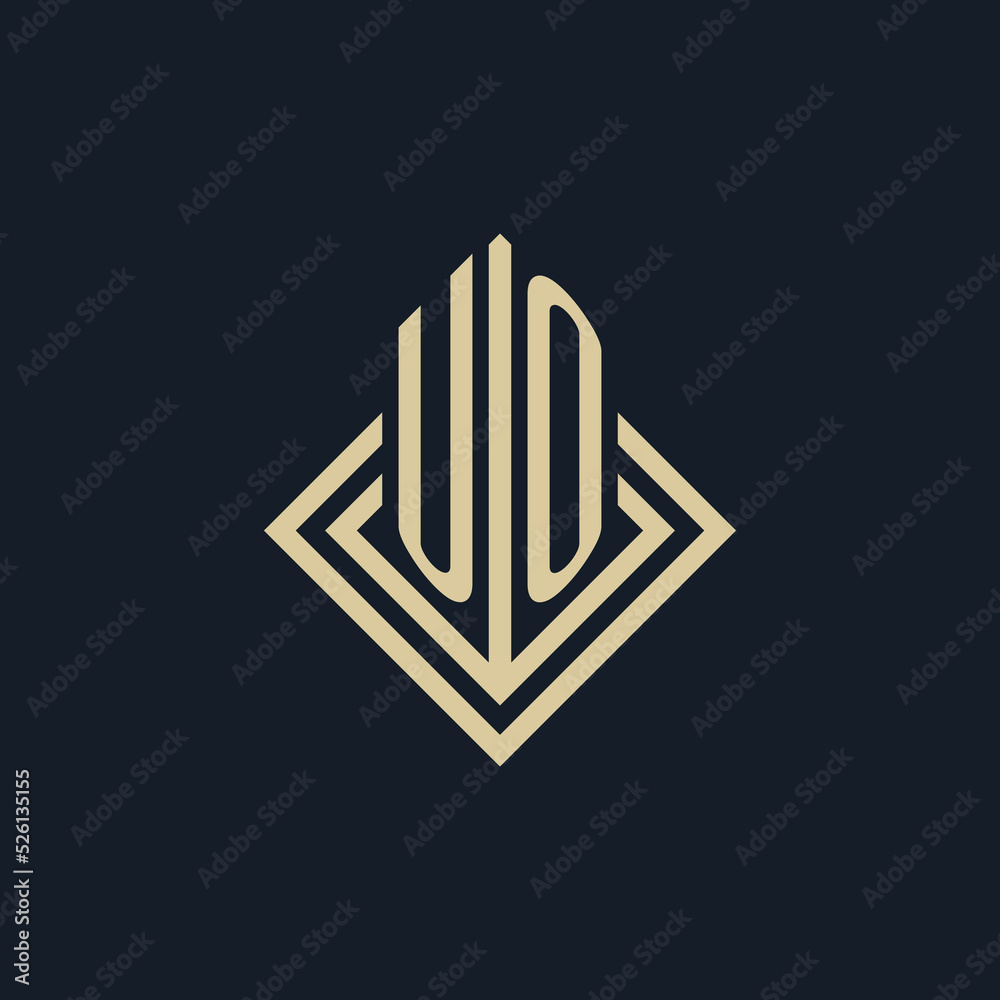 Initials UO logo rhombus lines shape style, luxury modern real estate ...