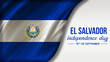El Salvador Independence Day celebration with waving flag Patriotic background