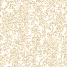 Seamless Monochrome Wisteria Floral Pattern