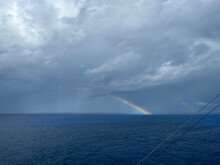 A View Of A Rainbow After A Storm On The Caribbean Sea From A Cruise Ship.