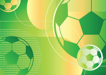 Sporty bright background with soccer balls and gradient colors. Vector illustration