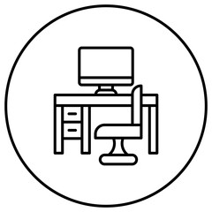 Poster - Computer Table Line Icon