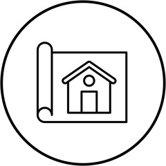 Poster - House Blueprint Line Icon