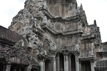 Wall Mural - Lower Portion Detail of One Angkor Wat Tower, Siem Reap, Cambodia