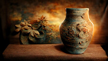 Handcrafted Antique Vases. Baked Clay Or Ceramic Vases, Clay Jar. Vintage Background.