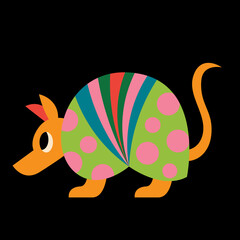 Wall Mural - Isolated happy alebrije cartoon of an armadillo Vector