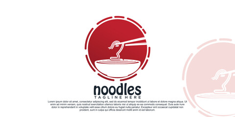 Ramen noodle logo design illustration for restaurant icon with creative element Premium Vector