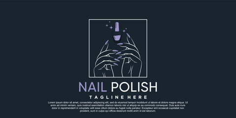 Wall Mural - Nail polish icon logo design for nail salon or beauty studio with creative concept Premium Vector