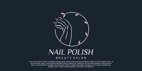 Wall Mural - Nail polish icon logo design for nail salon or beauty studio with creative concept Premium Vector