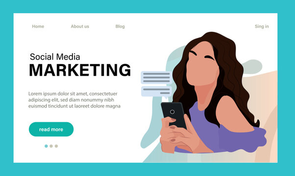 Landing page template of Social media marketing. Modern flat design concept of web page design for website and mobile website. Easy to edit and customize. Vector illustration