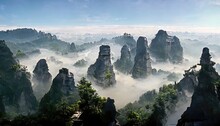 Zhangjiajie Avatar Mountains Located In China, Hunan