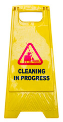 cleaning progress caution sign isolated for design