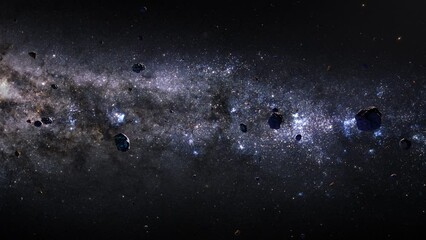 Wall Mural - galaxy space flight exploration space rock scence through outer space at ngc 4631 the whale galaxy. 
