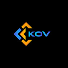 KOV Rectangle Technology Logo Design On Black Background. KOV Creative Initials Letter Logo Concept.
