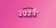 Happy new year 2023 with realistic heart, vector illustration