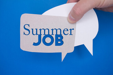 Poster - Speech bubble in front of colored background with Summer Job text.