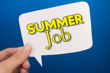 Poster - Speech bubble in front of colored background with Summer Job text.