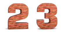 Realistic 3d Brick Number 2 & 3 Isolated On White Background. 3d Illustration.