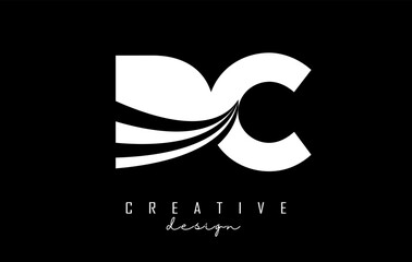 Creative white letters Dc d c logo with leading lines and road concept design. Letters with geometric design.