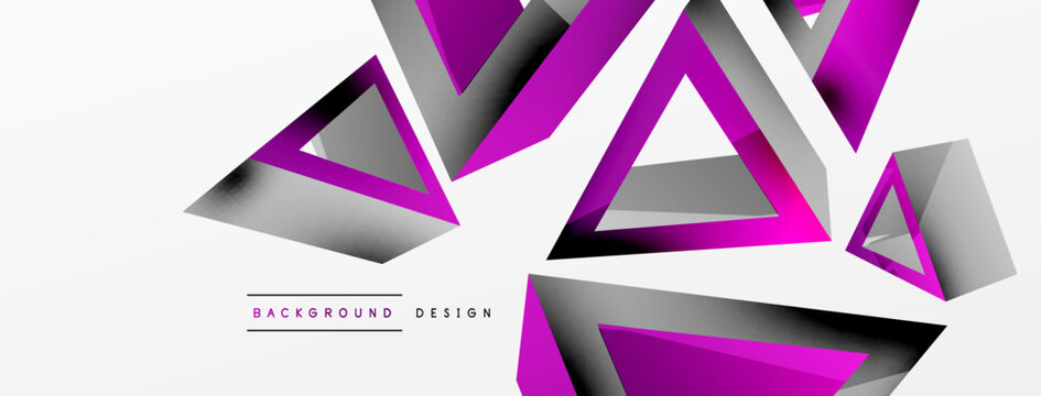 3d triangle abstract background. Basic shape technology or business concept composition. Trendy techno business template for wallpaper, banner, background or landing