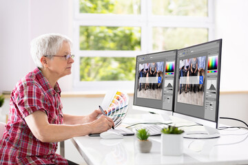 Poster - Website Graphic Designer Working In Office