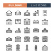 Building line icons set. Vector line icons.