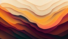 Abstract Flat Autumn Background. Colorful Geometric Shapes With Fall Colors. Orange And Red Leaves In A Modern Fluid Shape. Ideal Autumn Backdrop Or Web Banner.