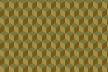 Abstract seamless vector cubic background. Isometric cubes of greenish shades, geometric pattern