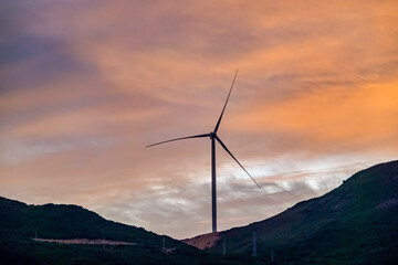 Wall Mural - landscape with turbine green energy electricity, windmill for electric power production, wind turbin