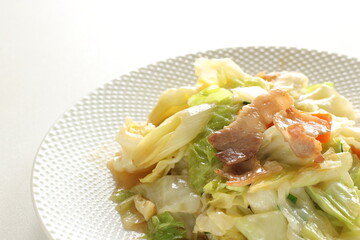 Wall Mural - Chinese food, cabbage and carrot stir fried with pork 