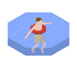 Canvas Print - Isometric Swimming Illustration