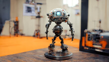 Scary Robot Android. Old Metal, Mechanisms, Gears