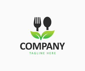 Organic food logo design. Healthy food logo. Green food logo template