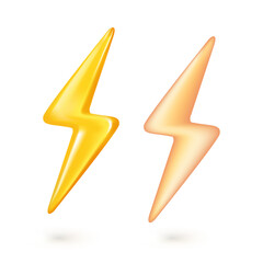 Wall Mural - lightning stop, danger. Lightning Sign Yellow Color. Realistic 3d design In plastic cartoon style. Icon isolated on white background. Minimal Vector illustration