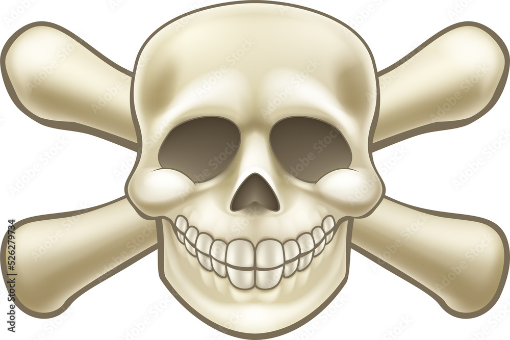 Cartoon Pirate Skull and Crossbones Stock Illustration | Adobe Stock