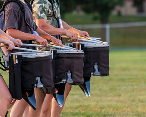 Wall Mural - a section of a marching band drum line rehearsing