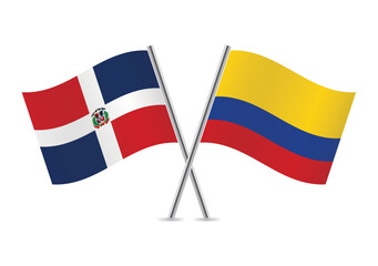 Wall Mural - The Dominican Republic and Colombia crossed flags. Dominican and Colombian flags on white background. Vector icon set. Vector illustration.