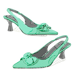 green fashion sling pumps illustration 