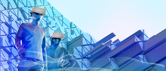 Poster - creative abstract background. metaverse futuristic and technology digital for innovation concept. ma