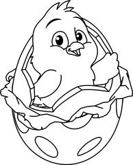 Wall Mural - Easter Chick Egg Coloring Book Page Cartoon